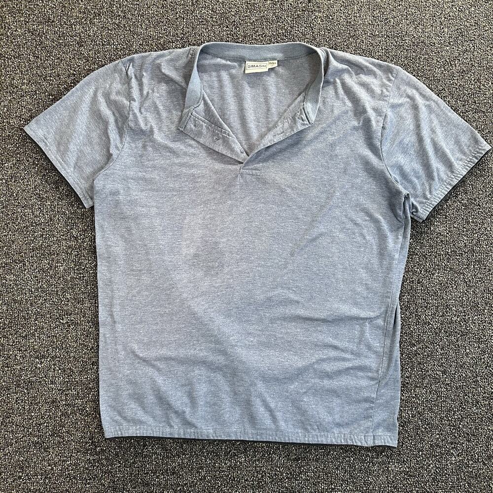 Smash Size M Classic Denim Color Cotten Quarter Button Pull Over Tee